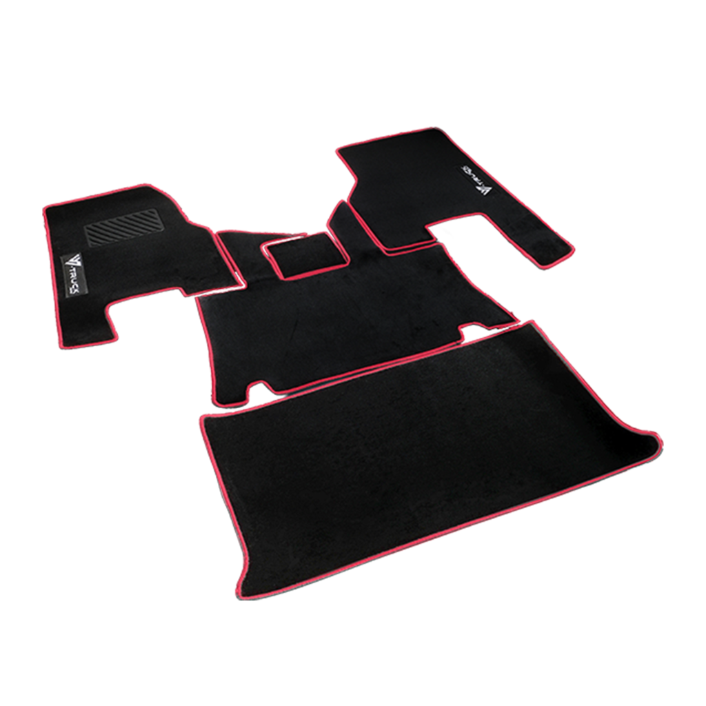 FL Cascadia 126 Truck Floor Mat Black Carpet Red Stitch VTruck